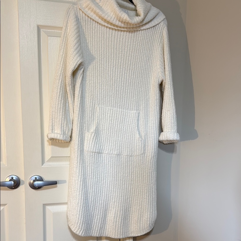 Cozy White Turtleneck Sweater Dress